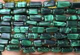 CTB1318 15 inches 6*10mm - 8*12mm faceted tube malachite beads