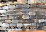 CTB1323 15 inches 6*10mm - 8*12mm faceted tube grey agate beads