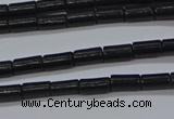 CTB300 15.5 inches 3*6mm tube black stone beads wholesale