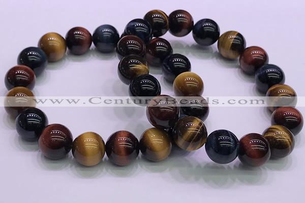 CTB38 7.5 inches 12mm round colorful tiger eye beaded bracelets