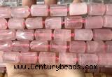 CTB616 15.5 inches 11*16mm - 12*18mm faceted tube rose quartz beads