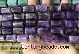 CTB618 15.5 inches 11*16mm - 12*18mm faceted tube amethyst beads