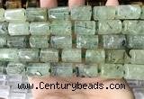 CTB621 11*16mm - 12*18mm faceted tube green rutilated quartz beads