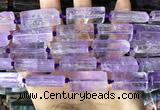 CTB670 14*27mm - 15*28mm faceted flat tube light amethyst beads