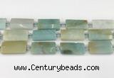 CTB851 13*25mm - 15*28mm faceted flat tube amazonite beads