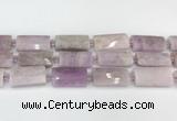 CTB854 13*25mm - 15*28mm faceted flat tube kunzite beads