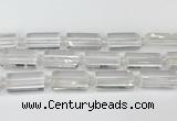 CTB860 13*25mm - 15*28mm faceted flat tube white crystal beads