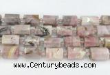 CTB883 13*25mm - 14*19mm faceted tube pink opal beads