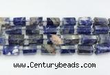 CTB889 15.5 inches 13*25mm - 14*19mm faceted tube sodalite beads