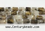 CTB892 15.5 inches 13*25mm - 14*19mm faceted tube scenic quartz beads