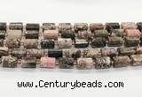 CTB895 15.5 inches 10*14mm faceted tube rhodonite gemstone beads