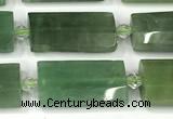 CTB928 13*25mm - 15*28mm faceted flat tube green aventurine jade beads