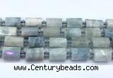 CTB940 15 inches 13*25mm - 14*19mm faceted tube aquamarine beads