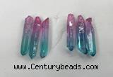 CTD1224 Top drilled 7*30mm - 9*45mm sticks plated quartz beads