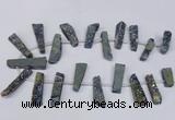 CTD1611 Top drilled 13*25mm - 15*45mm freeform plated druzy quartz beads