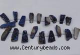 CTD1613 Top drilled 13*25mm - 15*45mm freeform plated druzy quartz beads