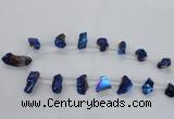 CTD1937 Top drilled 12*20mm - 25*35mm nuggets plated amethyst beads