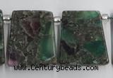 CTD200 Top drilled 20*24mm trapezoid fluorite & pyrite beads