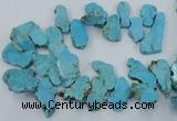 CTD2012 Top drilled 20*25mm - 30*35mm freeform turquoise beads