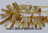 CTD2111 Top drilled 10*25mm - 12*45mm sticks yellow quartz beads