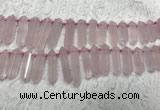 CTD2114 Top drilled 10*25mm - 12*45mm sticks rose quartz beads