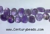 CTD2141 Top drilled 15*25mm - 18*25mm freeform amethyst beads