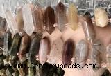 CTD2241 10*22mm - 12*45mm faceted nuggets mixed rutilated quartz beads