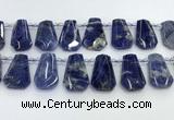 CTD2270 Top drilled 16*28mm - 20*30mm faceted freeform sodalite beads