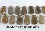 CTD2363 Top drilled 16*18mm - 20*30mm faceted freeform moonstone beads