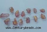 CTD2622 Top drilled 10*25mm - 20*45mm nuggets plated druzy quartz beads