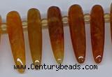 CTD2724 Top drilled 8*35mm bullet agate gemstone beads wholesale