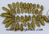 CTD2863 Top drilled 15*20mm - 22*50mm sticks plated quartz beads