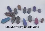 CTD2905 Top drilled 15*25mm - 25*55mm freeform plated druzy agate beads