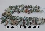 CTD3515 Top drilled 8*15mm - 12*35mm sticks larimar beads