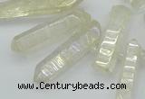 CTD3575 Top drilled 6*20mm - 8*45mm sticks plated white crystal beads