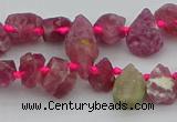 CTD3625 Top drilled 8*10mm - 10*14mm freeform pink tourmaline beads