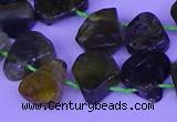 CTD3873 Top drilled 12*16mm - 15*20mm freeform green garnet beads