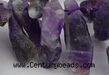 CTD427 Top drilled 8*25mm - 12*40mm nuggets amethyst beads