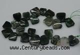 CTD435 Top drilled 18*25mm - 22*30mm freeform moss agate beads