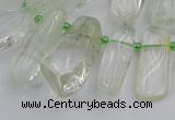 CTD454 15.5 inches 8*20mm - 15*38mm freeform green phantom quartz beads