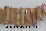 CTD911 Top drilled 5*15mm - 6*25mm wand plated quartz beads