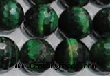 CTE1018 15.5 inches 18mm faceted round dyed green tiger eye beads