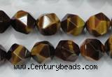 CTE1203 15 inches 12mm faceted nuggets yellow tiger eye beads