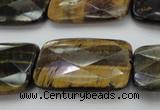 CTE1391 15.5 inches 25*35mm faceted rectangle yellow & blue tiger eye beads