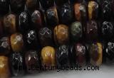 CTE1482 15.5 inches 6*10mm faceted rondelle mixed tiger eye beads