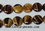 CTE175 15.5 inches 10mm flat round yellow tiger eye gemstone beads