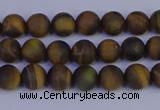 CTE1810 15.5 inches 4mm round matte yellow iron tiger beads