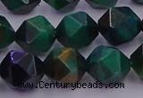 CTE1949 15.5 inches 12mm faceted nuggets green tiger eye beads