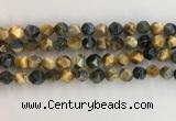 CTE2126 15.5 inches 8mm faceted nuggets golden & blue tiger eye beads