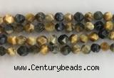 CTE2127 15.5 inches 10mm faceted nuggets golden & blue tiger eye beads